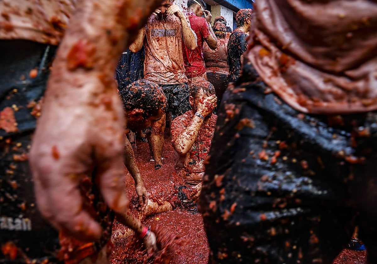 Imagen de archivo de la Tomatina de Buñol (Valencia)