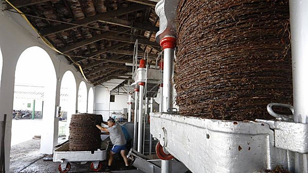 Prensa de la uva en el marco Montilla-Moriles