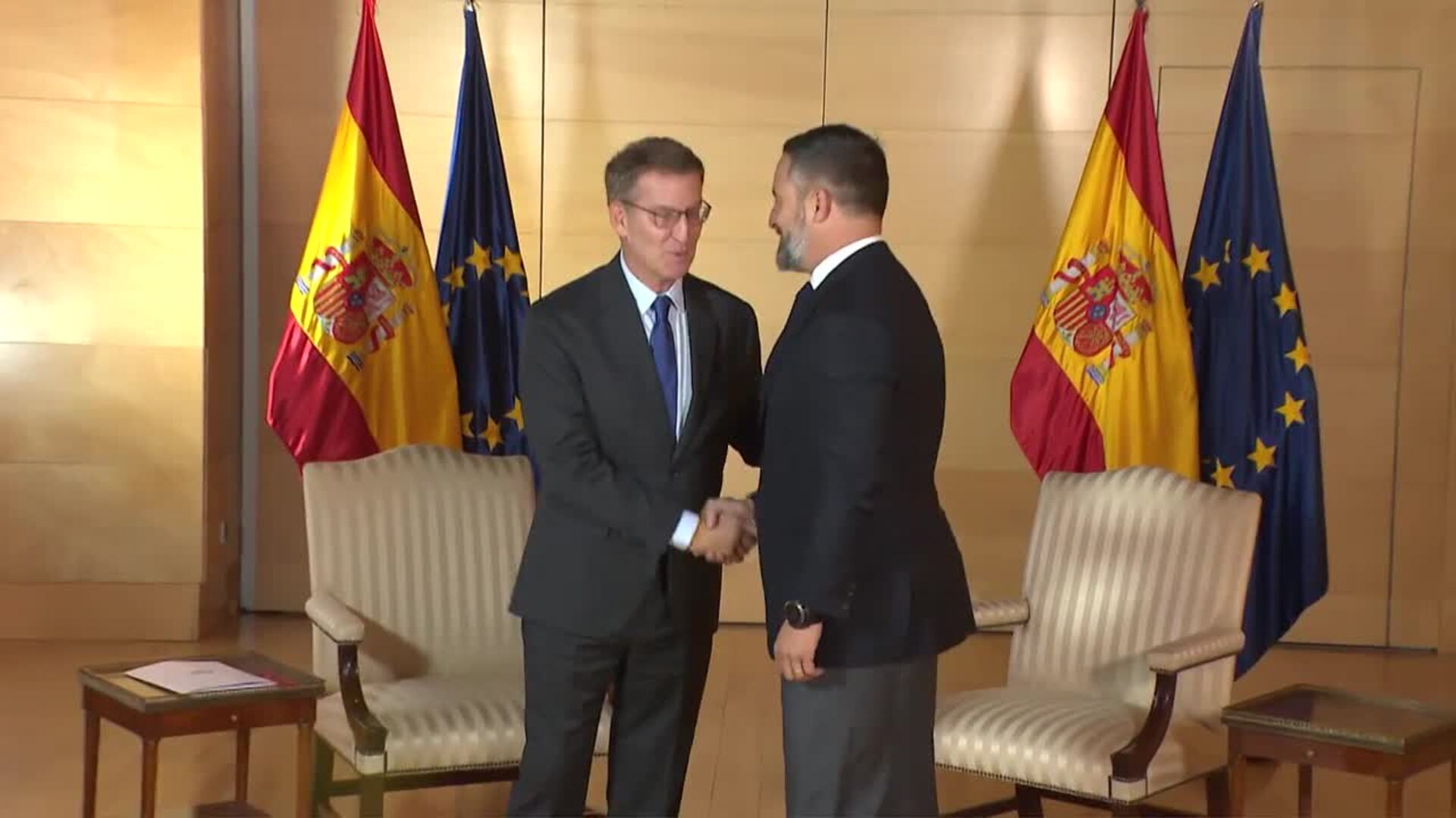Reunión entre Feijóo y Abascal en el Congreso de los Diputados