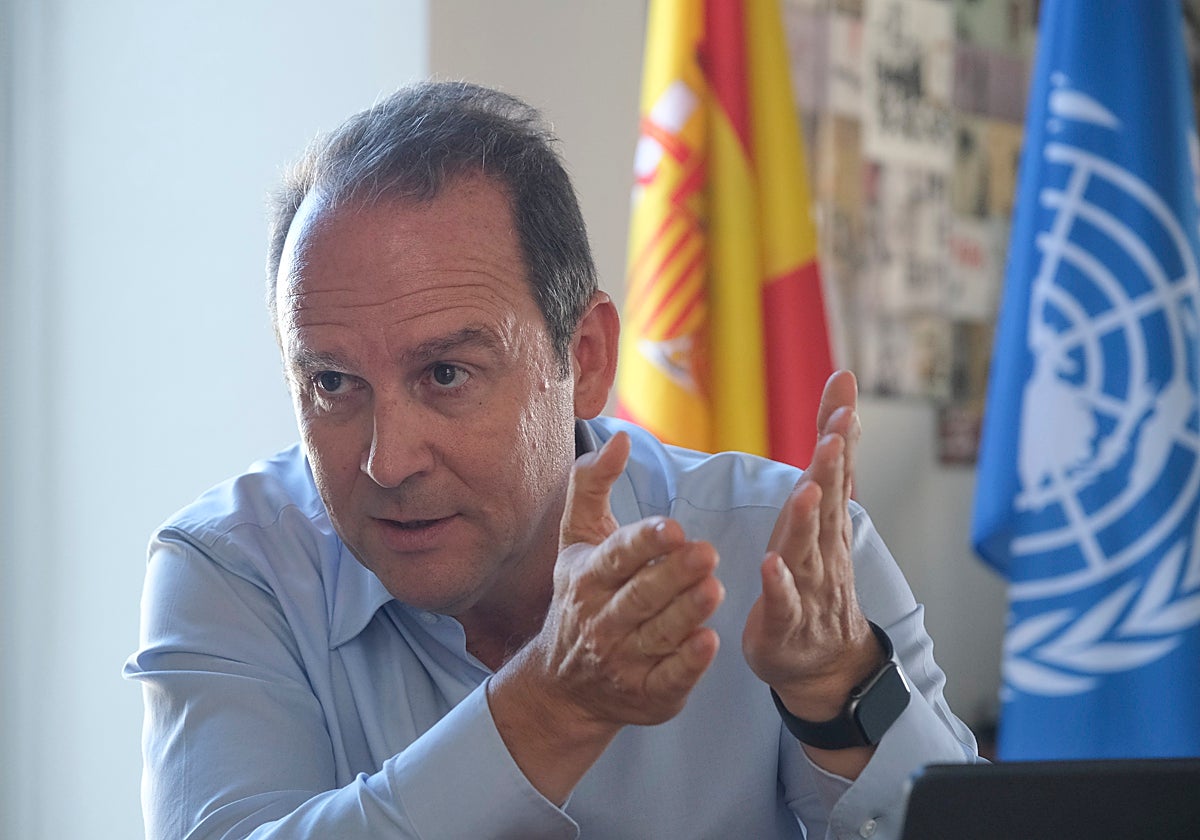 García Pérez, en un momento de la entrevista con ABC en la sede la UNIA en Málaga