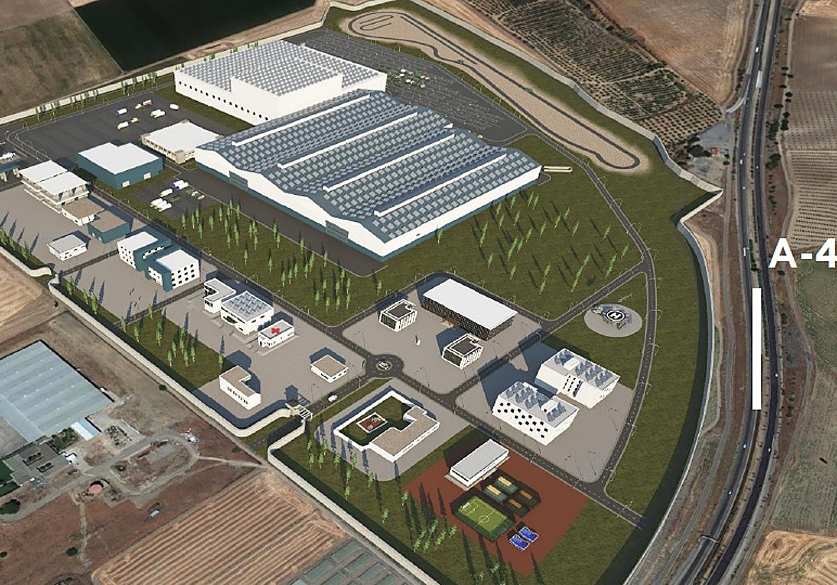 Infografía de la futura Base Logística del Ejército de Tierra en la Rinconada (Córdoba) junto a la A-4
