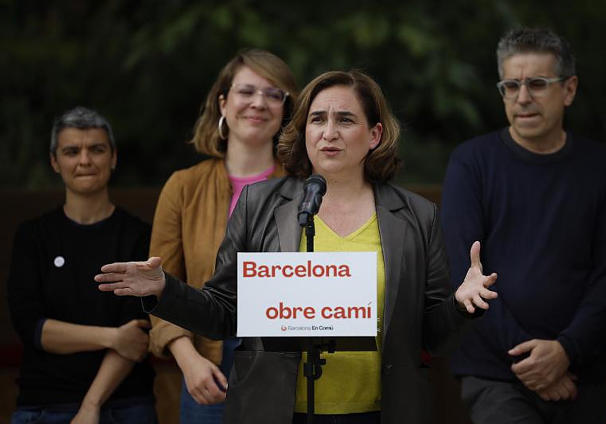 La ex alcaldesa de Barcelona Ada Colau, durante un acto de campaña de las municipales del pasado mayo
