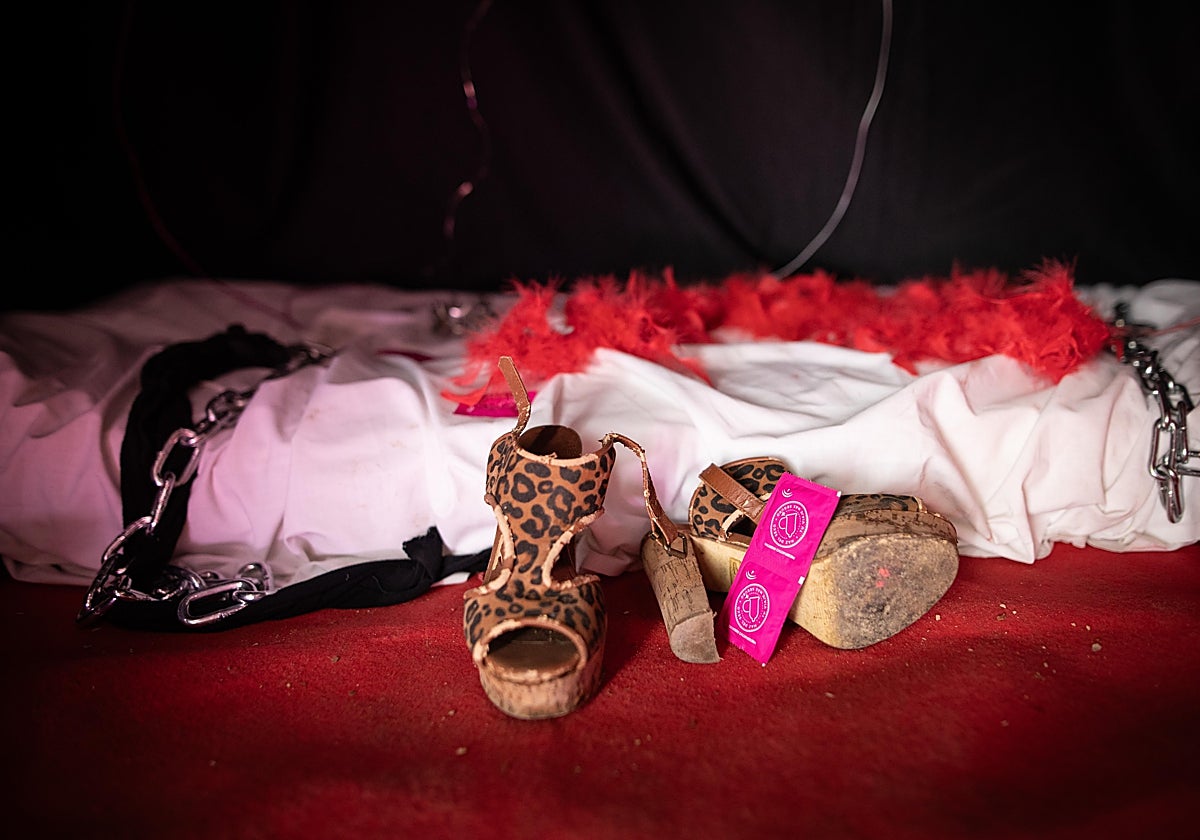 Recreación del interior de un prostíbulo en una reciente exposición en Granada.