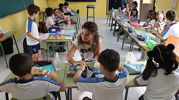 Niños en el colegio La Milagrosa en el inicio del pasado curso