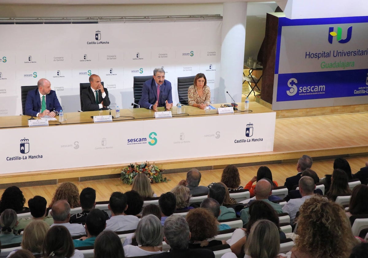 Bellido, Jara, Fernández y Martín durante la toma de posesión de la gerente del GAI en Guadalajara