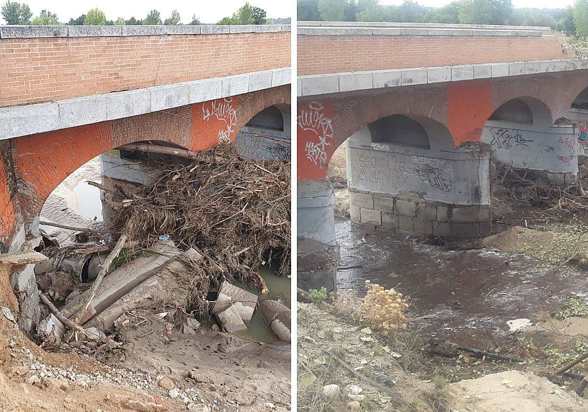 El puente de la Pedrera, antes y después de los trabajos de limpieza