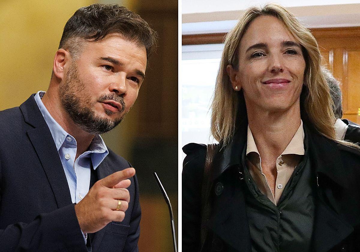 Gabriel Rufián, en su alocución en el Congreso de los Diputados, y Cayetana Álvarez de Toledo