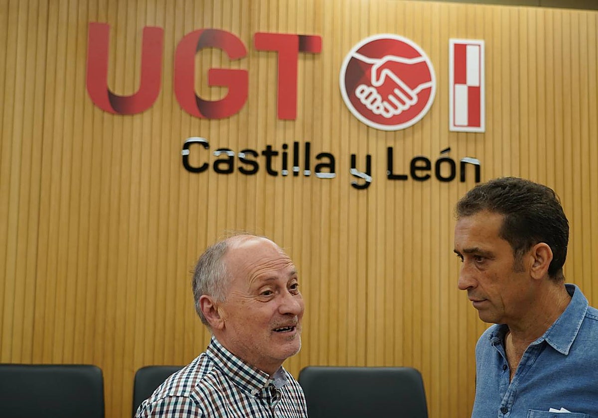 El secretario general de UGT Castilla y León, Faustino Temprano, y el secretario general de CCOO Castilla y León, Vicente Andrés, imagen de archivo
