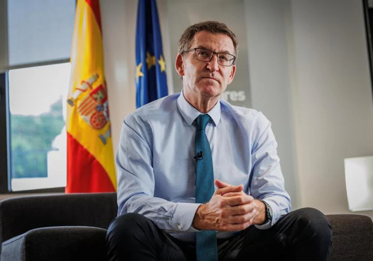 Alberto Núñez Feijóo, presidente del PP, la semana pasada en su despacho de Génova