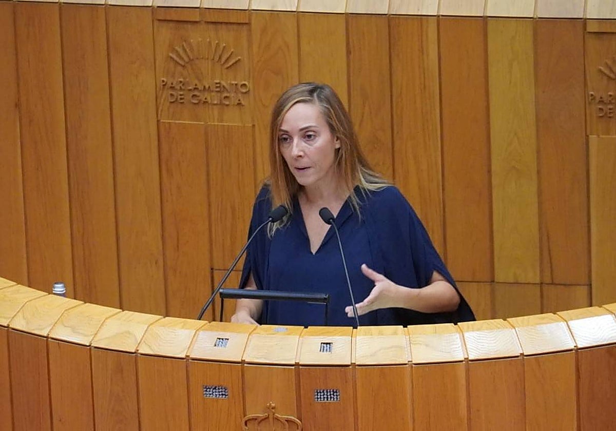 Susana Díaz, portavoz parlamentaria del PSdeG, durante su intervención del martes