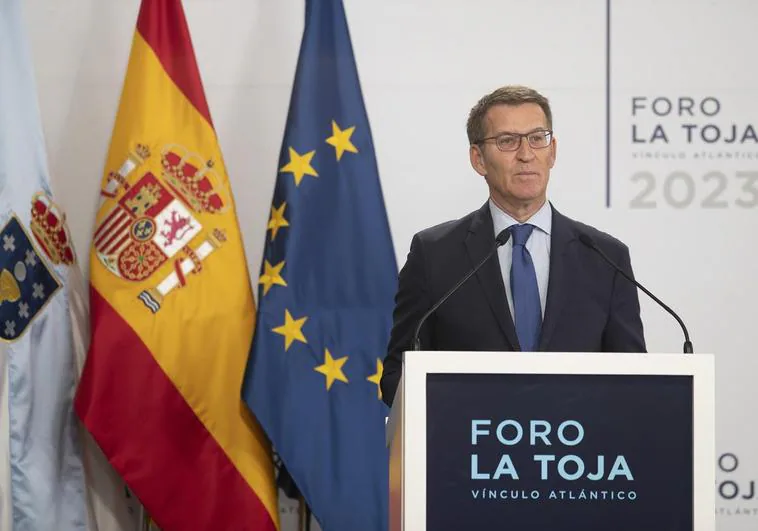 El presidente del Partido Popular, Alberto Núñez Feijóo, durante su intervención en el Foro de La Toja