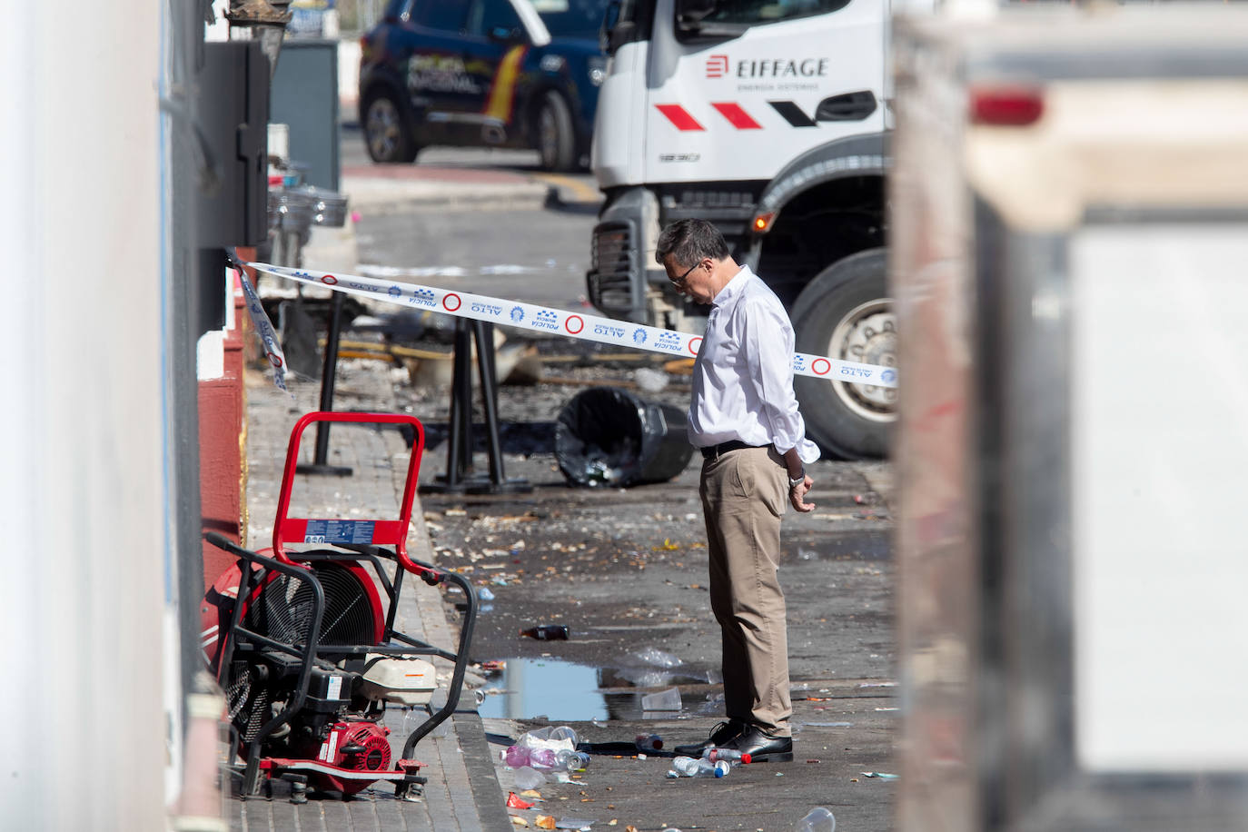 El alcalde de Murcia, José Ballesta, en el lugar de los hechos