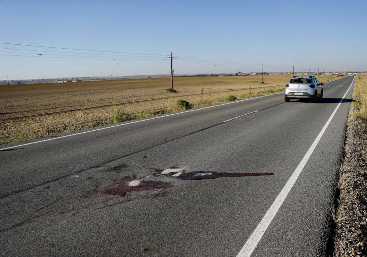 Restos de sangre de la mujer atropellada mortalmente en la carretera que une Val de Santo Domingo y Alcabón