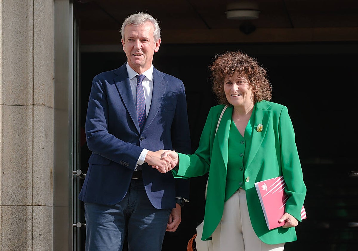 Alfonso Rueda y Goretti Sanmartín, el lunes, antes de la reunión