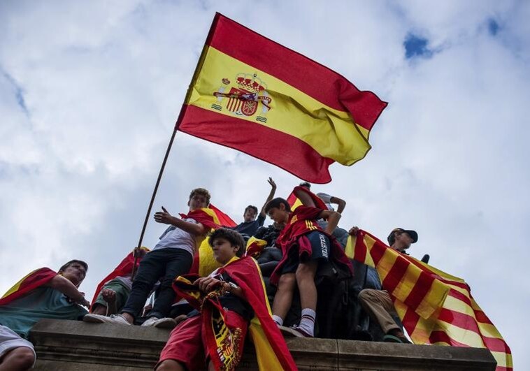 Manifestación constitucionalista en el centro de Barcelona, ​​en 2017