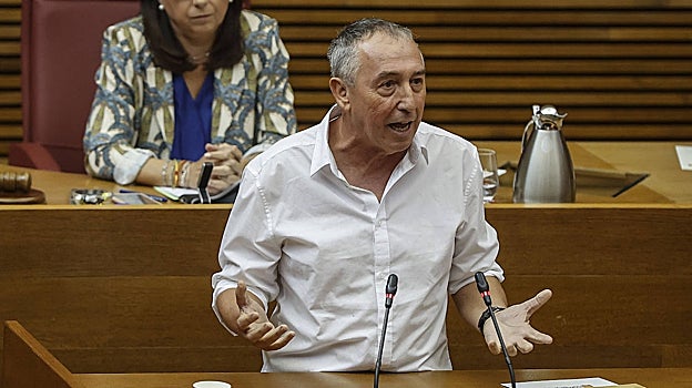 Imagen del síndic de Compromís, Joan Baldoví, este jueves en las Cortes Valencianas