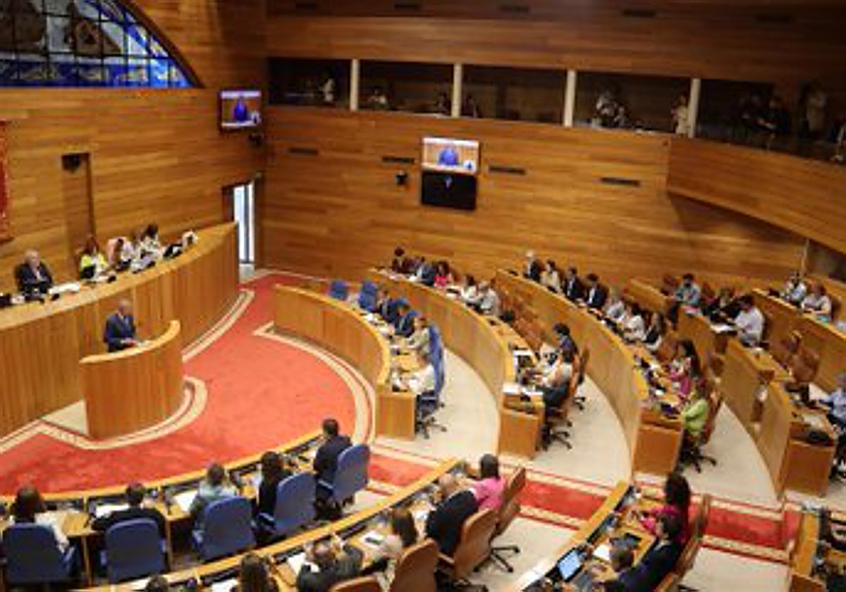 El hemiciclo del Parlamento de Galicia, este lunes