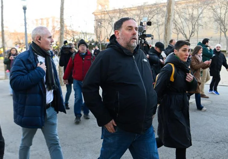 El líder de ERC, Oriol Junqueras, durante un acto independentista a principios de año