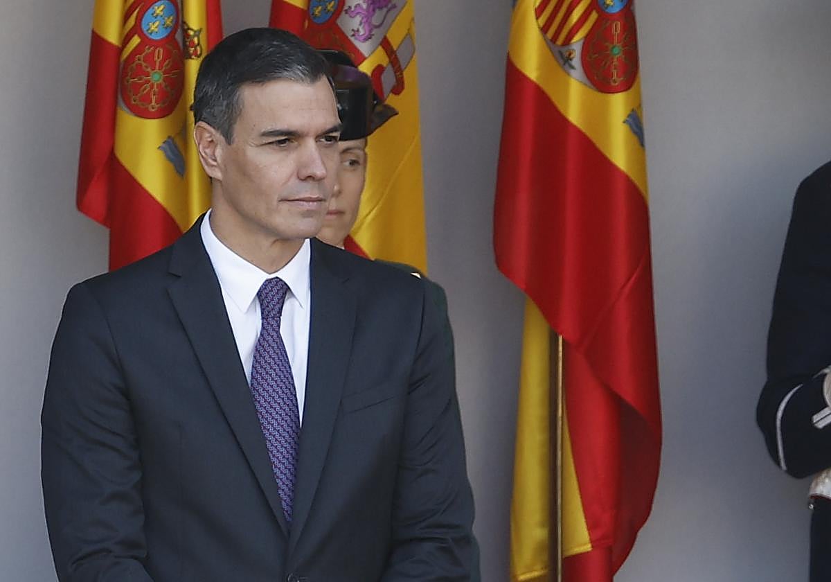 Pedro Sánchez, en el desfile del día de la Fiesta Nacional