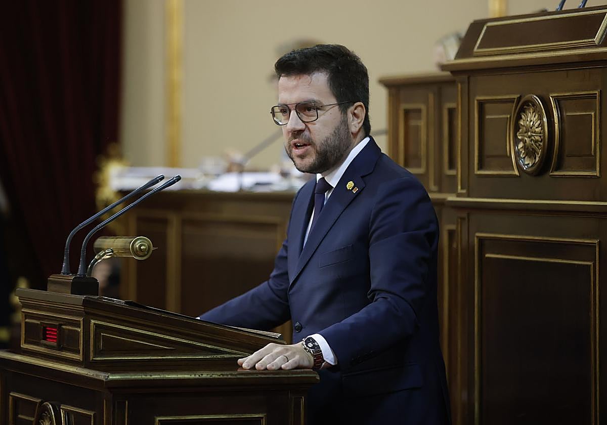 Pere Aragonès durante su intervención en el Senado