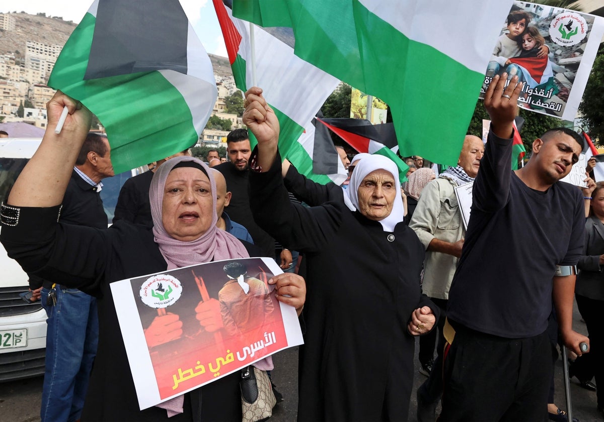 Protesta palestina en Nablús, en los territorios ocupados