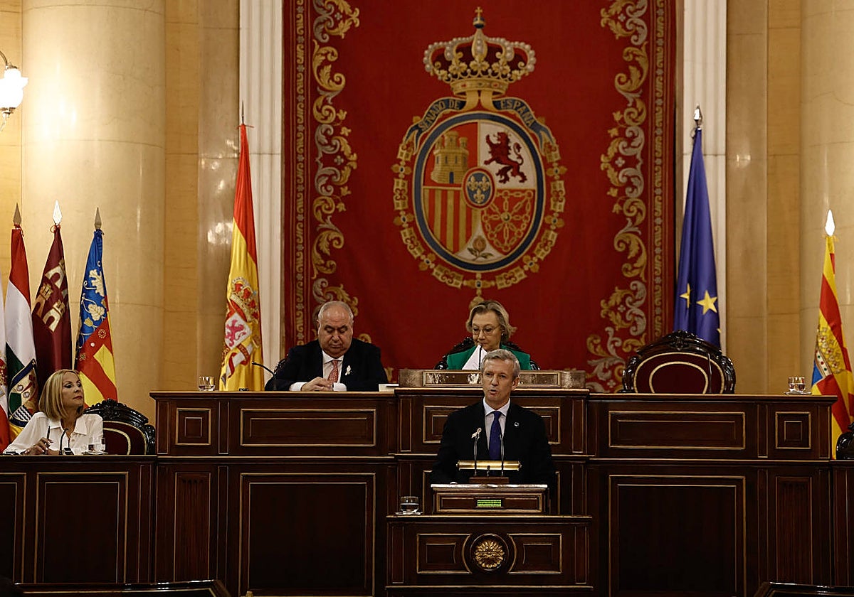 Alfonso Rueda, durante su intervención el pasado jueves en el Senado