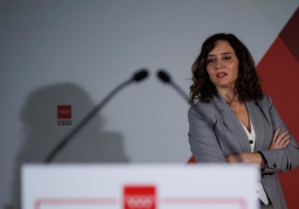 La presidenta de la Comunidad de Madrid, Isabel Díaz Ayuso, en Valdemoro este lunes