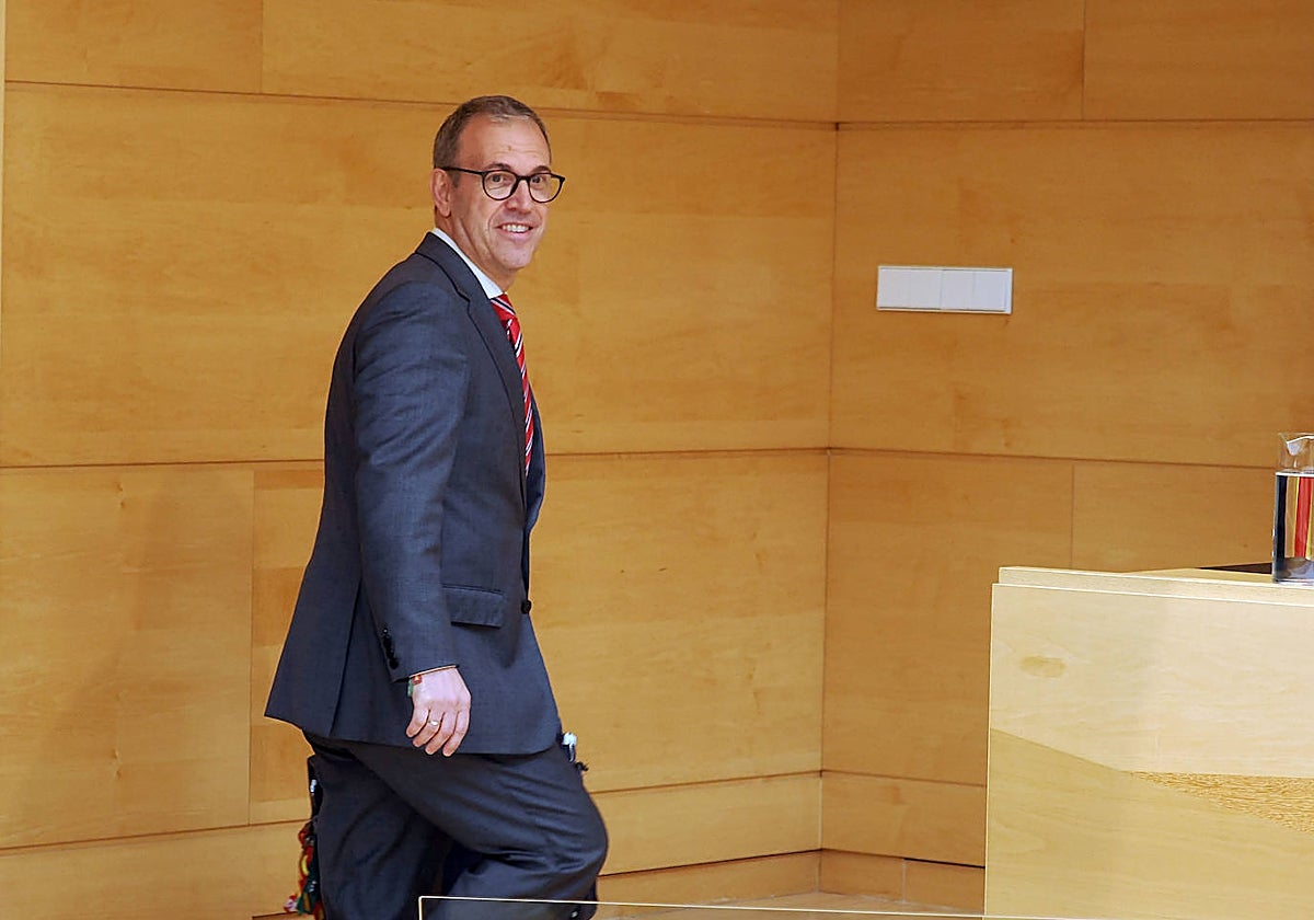 El consejero de Industria, Comercio y Empleo, Mariano Veganzones, este martes en las Cortes