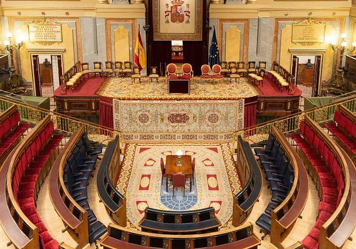 El Hemiciclo del Congreso preparado para la jura de la Princesa Leonor