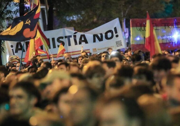 Una reciente protesta en eMadrid contra la amnistía