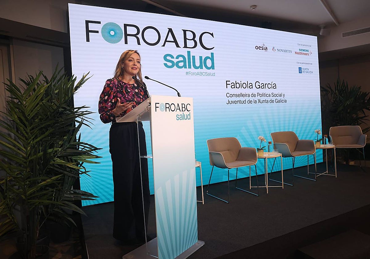 La conselleira de Política Social e Xuventude, Fabiola García, este lunes en Madrid