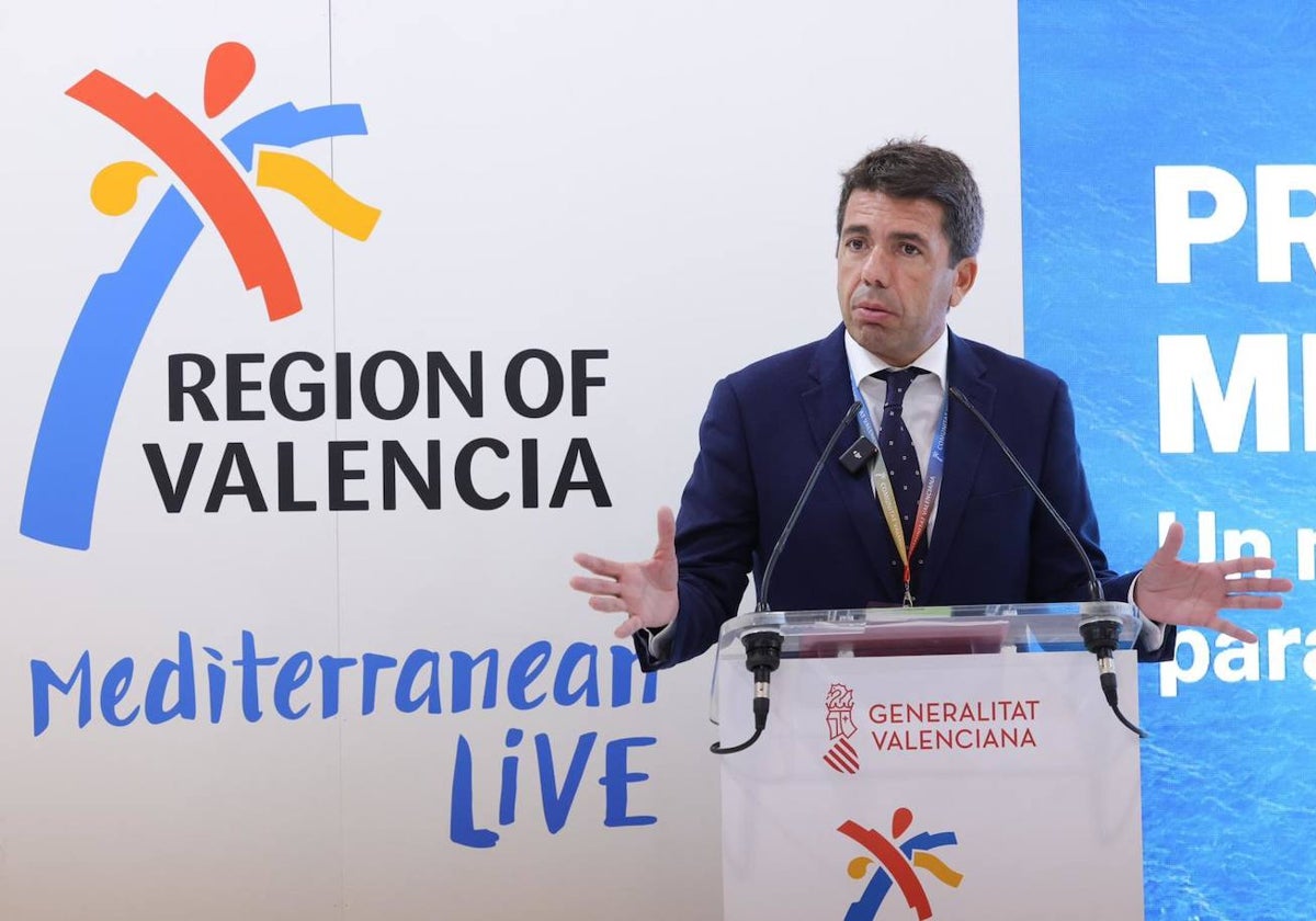 Imagen del presidente de la Generalitat Valenciana, Carlos Mazón, en la World Travel Market de Londres