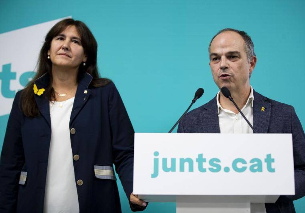 La presidenta de Junts, Laura Borràs, y el secretario general, Jordi Turull