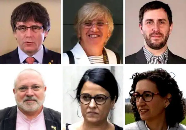 Carles Puigdemont, Clara Ponsatí, Toni Comín, Lluís Puig, Anna Gabriel y Marta Rovira