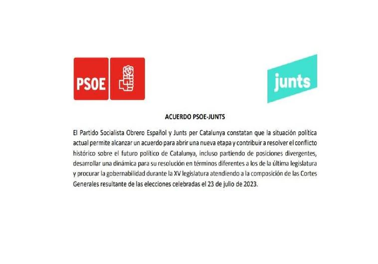 Consulta el documento completo del acuerdo PSOE - Junts para la investidura de Pedro Sánchez