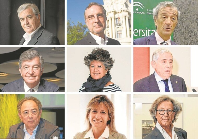 Los nueve miembros del Consejo Asesor de Urbanismo de Madrid (de izquierda a derecha): Sigfrido Herráez, José María Ezquiaga, Rafael de La-Hoz Castanys, Carlos Lamela, Beatriz Matos, Luis Rodríguez Avial Llardent, Carlos Rubio Carvajal, Carolina Roca y Julio Tousa