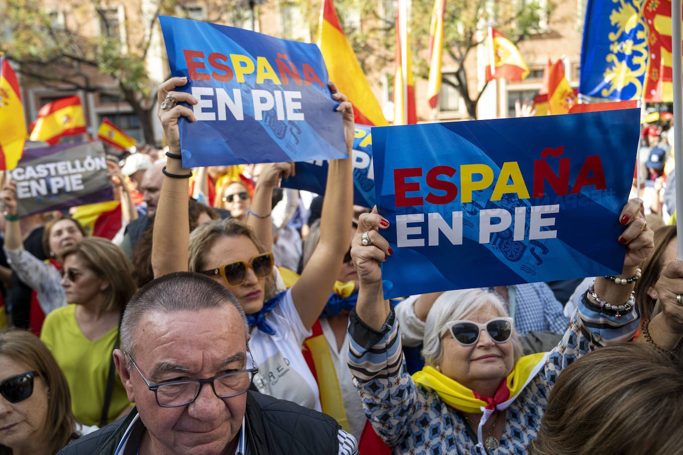 Manifestantes en la ciudad de Castellón. Asistentes a las protestas en Castellón: 4.500