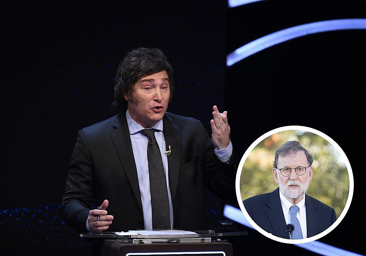 El candidato argeitno Javier Milei y el expresidente del Gobierno Mariano Rajoy