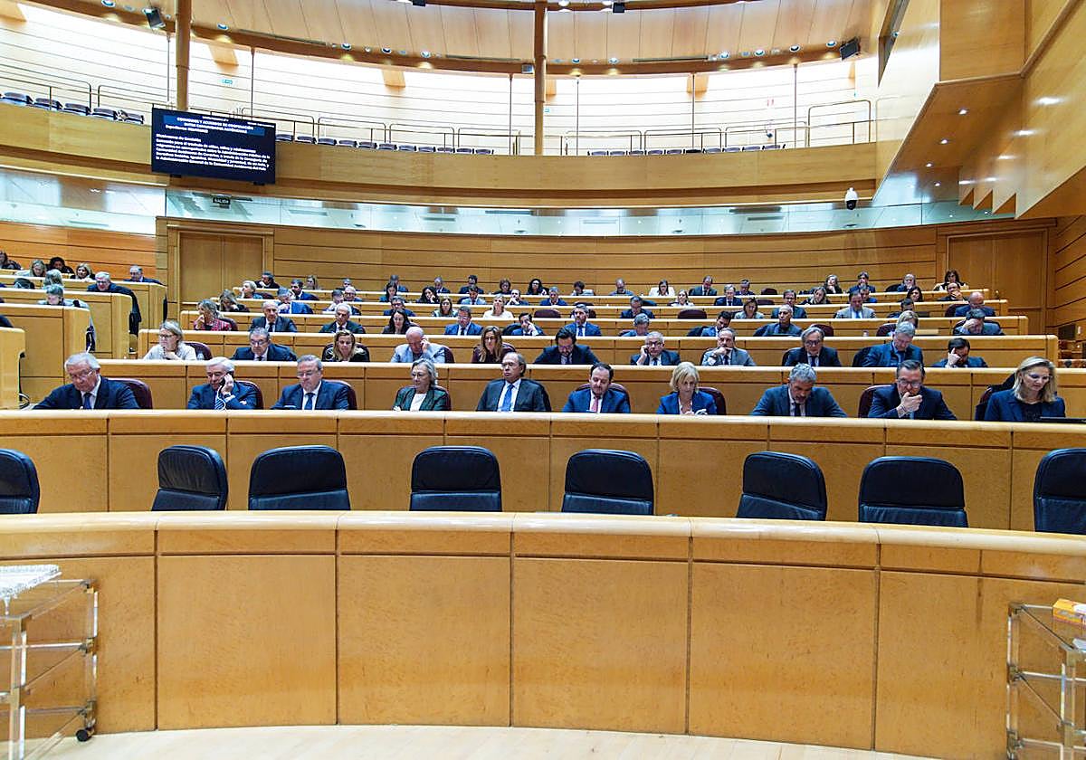 Una imagen del pleno del Senado, de la bancada popular