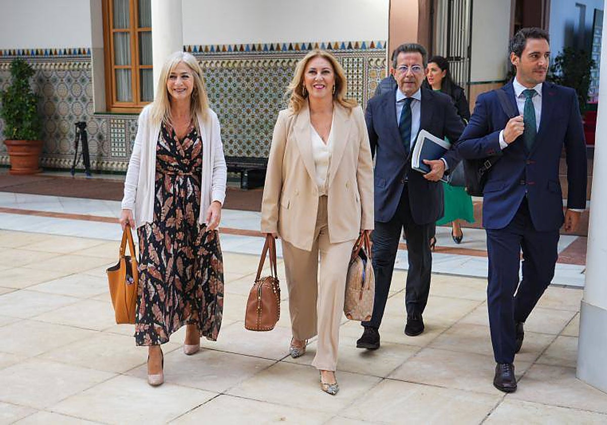 La consejera de Hacienda a su llegada al Parlmento