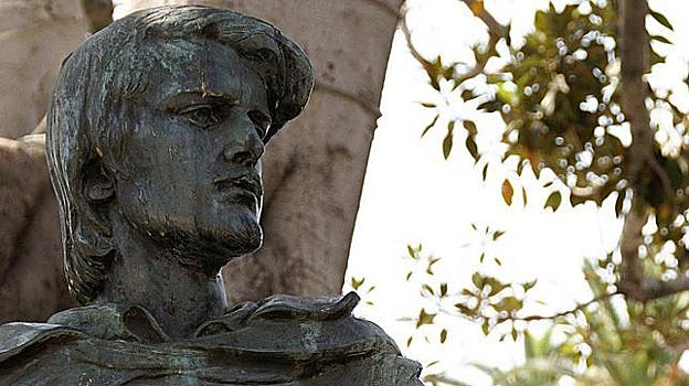 Estatua de bronce del Gobernador Neve en el centro de Los Ángeles