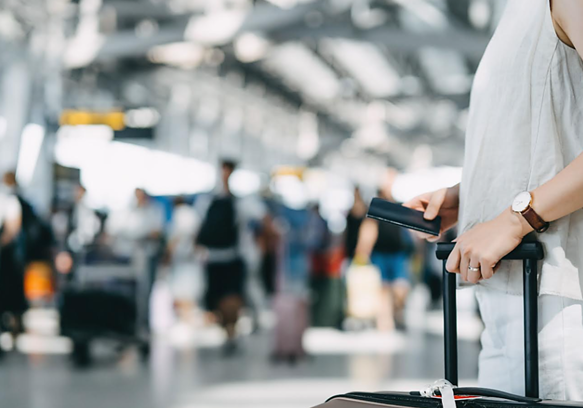 Pasajera en foto de archivo