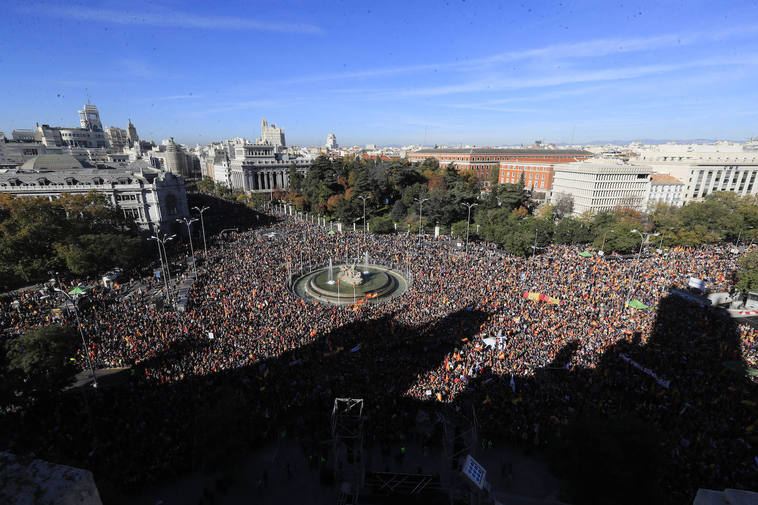 Aspecto de la manifestación en Cibeles de Madrid