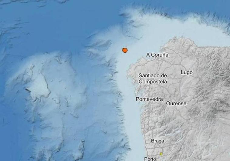 Terremoto de magnitud 2,4 frente a las costas de Galicia