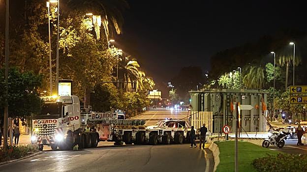 Imagen del gran camión cuando estaba cortando Vallellano