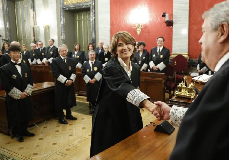 La exministra de Justicia y exfiscal general Dolores Delgado, en su toma de posesión como fiscal del Tribunal Supremo