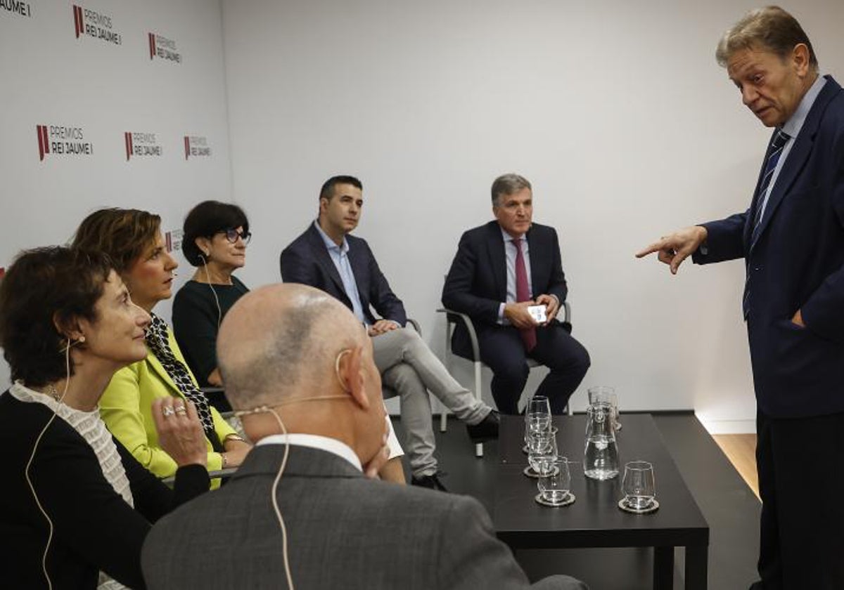 Los galardonados durante la rueda de prensa de los Premios Rei Jaume I en Valencia