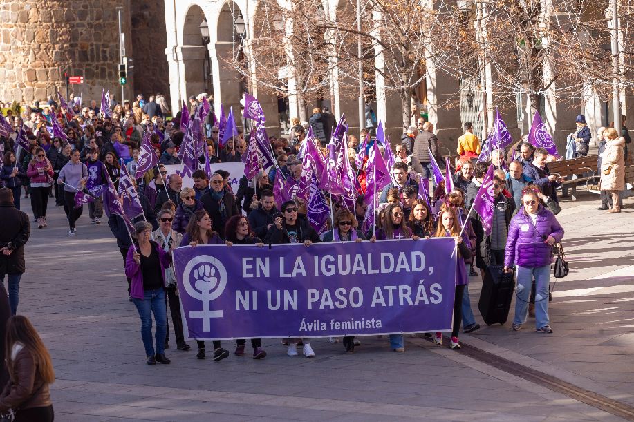 Unas 300 personas han teñido de morado el centro de Ávila