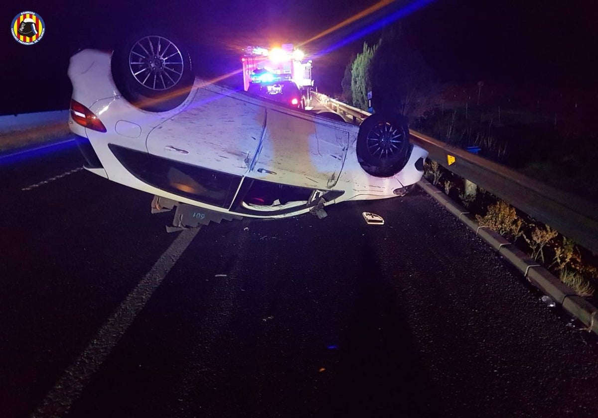 Imagen del accidente ocurrido este sábado en la autovía A-3