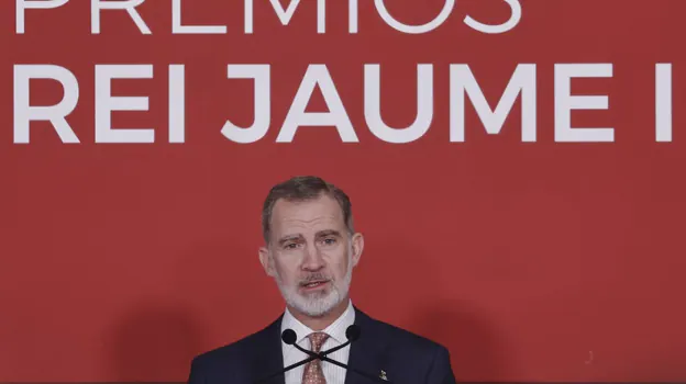 Imagen del Rey Felipe Vi, este martes, durante su discurso en Valencia